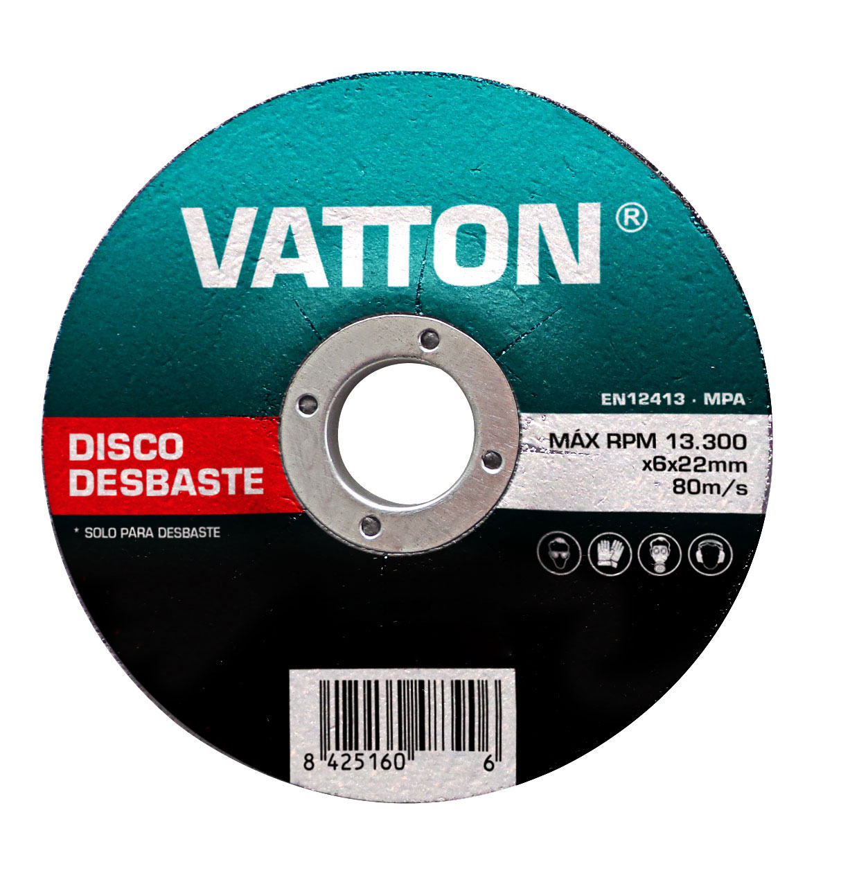 DISCO VATTON DESBASTE 125X6.0X22 MM para metal y acero